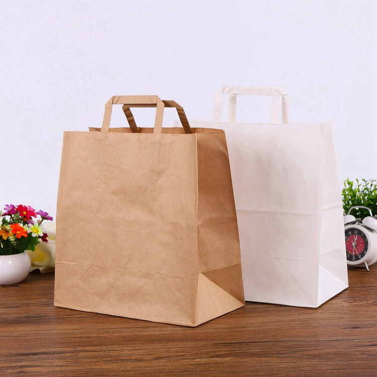 Flat hand rope kraft paper bag