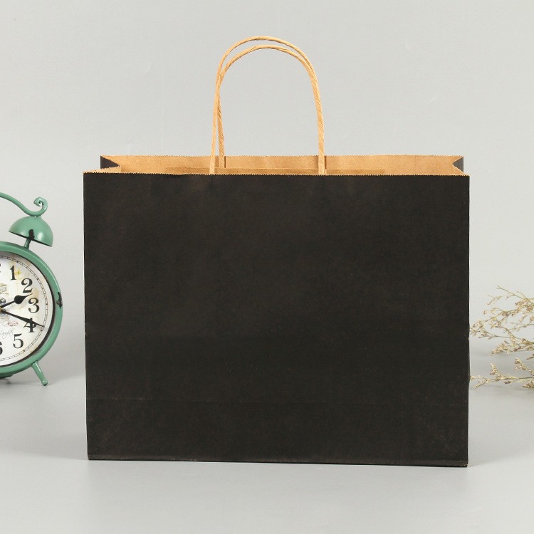 Cross section black portable kraft shopping bag