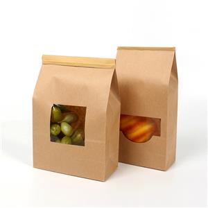 Kraft paper window self-supporting ziplock bag wholesale