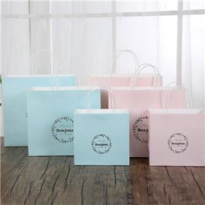 Custom logo white kraft paper shopping bag
