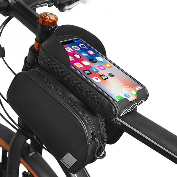 Custom Bike Top Tube Bag Bicycle Frame Dual Panniers with Detachable Phone Bag