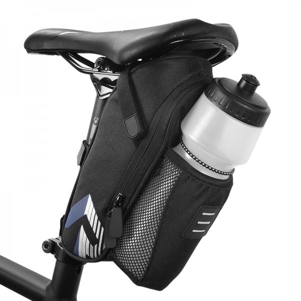 Custom Mountain Road Bicycle Cycling Polyester Saddle Bag with Pocket for Water Bottle